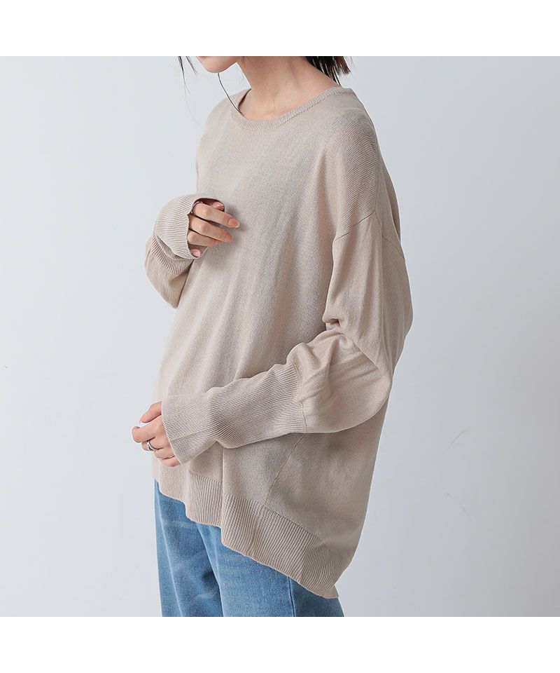 アンドイット and it_ ウォッシャブルロングリブドルマンニット ニット レディース 秋冬 トップス 長袖 洗えるニット ウォッシャブルニット 袖リブ クルーネック ゆったり 楽ちん ラ