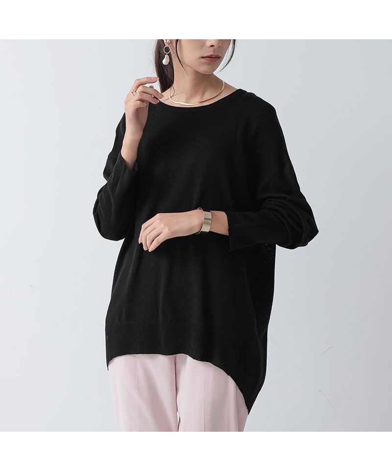 アンドイット and it_ ウォッシャブルロングリブドルマンニット ニット レディース 秋冬 トップス 長袖 洗えるニット ウォッシャブルニット 袖リブ クルーネック ゆったり 楽ちん ラ