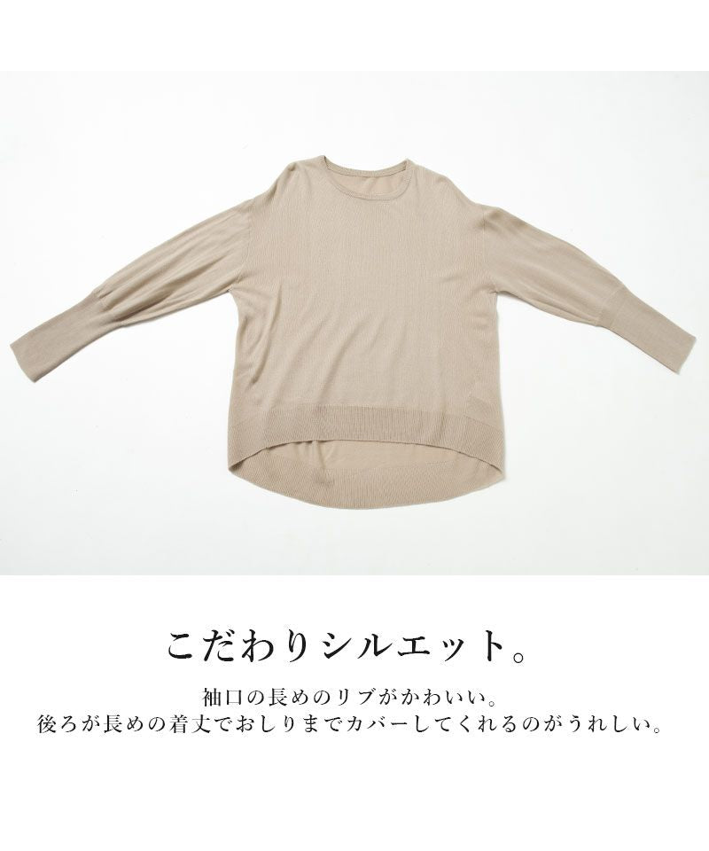 アンドイット and it_ ウォッシャブルロングリブドルマンニット ニット レディース 秋冬 トップス 長袖 洗えるニット ウォッシャブルニット 袖リブ クルーネック ゆったり 楽ちん ラ