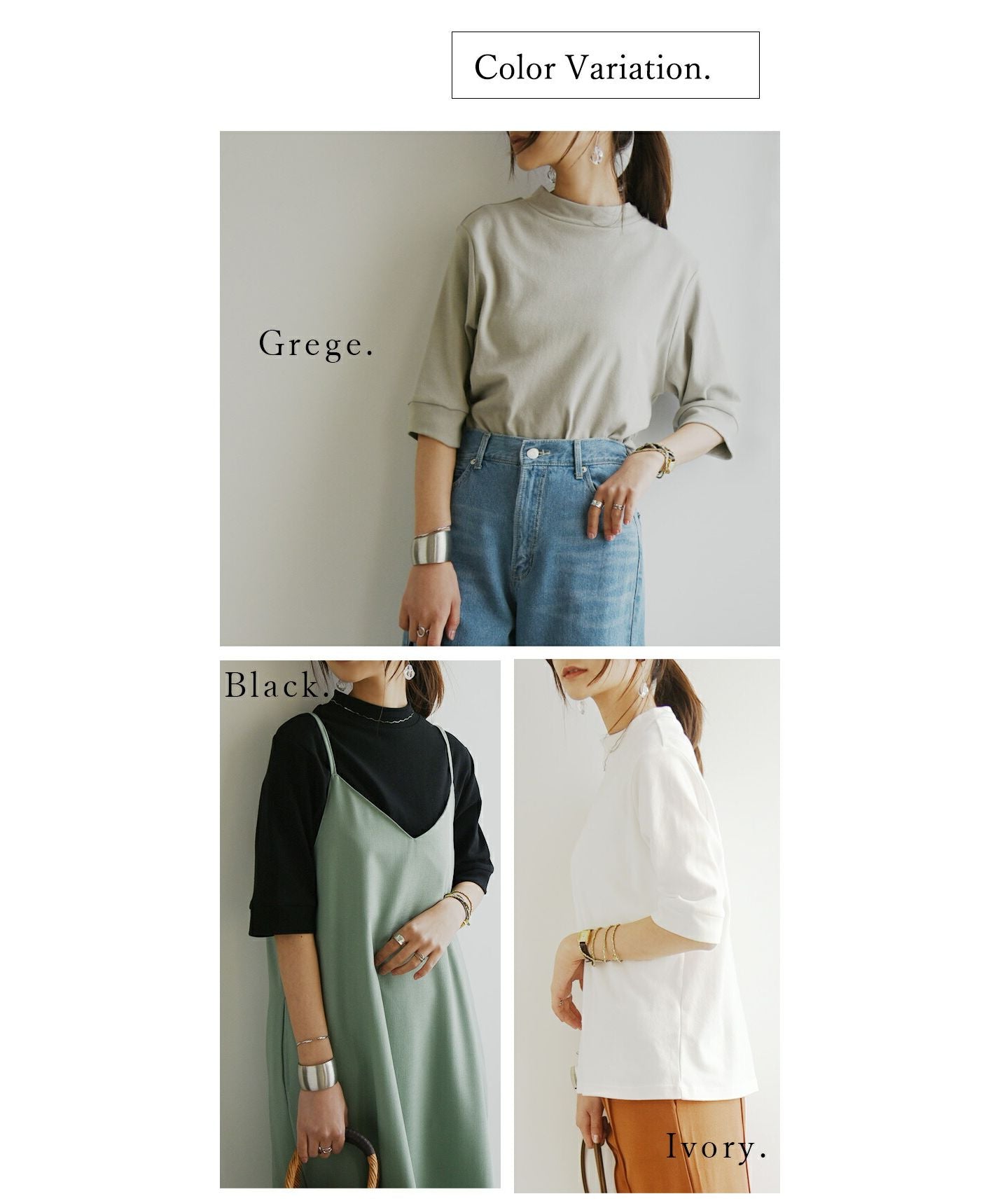 アンドイット and it_ ハイネック5分袖コットンスムースカットソー カットソー レディース 春夏 半袖 綿100％ トップス Tシャツ ティーシャツ コットン ハイネック シンプル 無