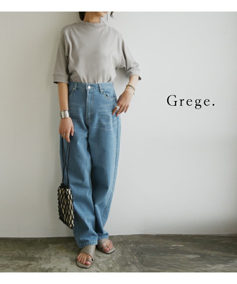 アンドイット and it_ ハイネック5分袖コットンスムースカットソー カットソー レディース 春夏 半袖 綿100％ トップス Tシャツ ティーシャツ コットン ハイネック シンプル 無