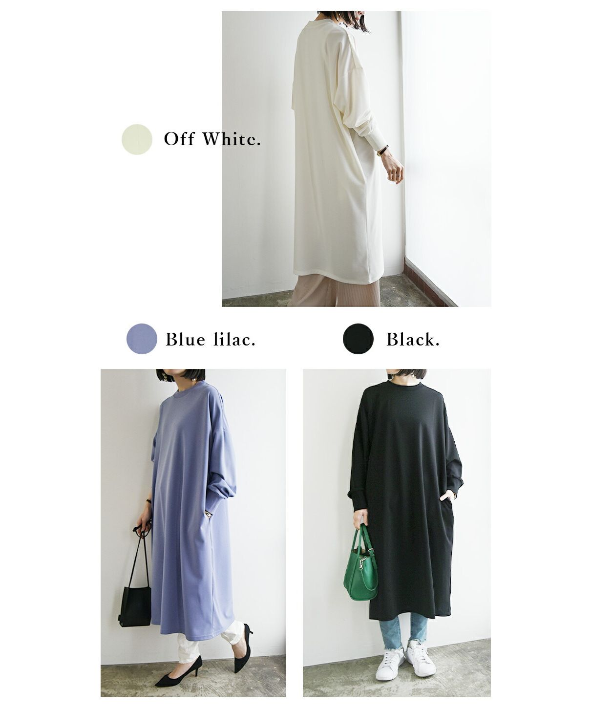 And it_ Pear texture wide silhouette dress Dress Ladies Spring Tops Long Sleeve Dress Long Dress Wrinkle-resistant Easy care Elegant Classy Beautiful Loose