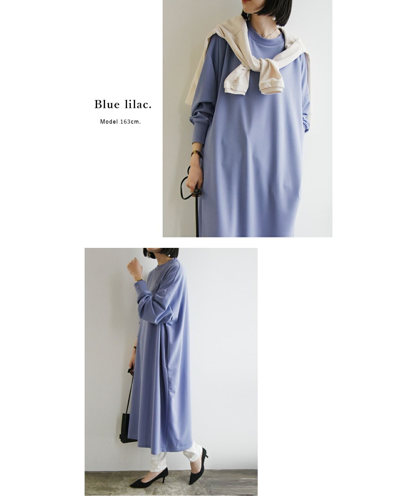 And it_ Pear texture wide silhouette dress Dress Ladies Spring Tops Long Sleeve Dress Long Dress Wrinkle-resistant Easy care Elegant Classy Beautiful Loose