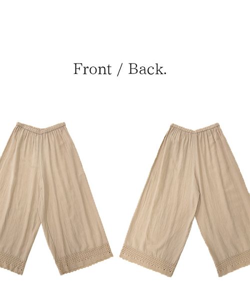 アンドイット and it_ 裾レースコットンリネンペチパンツ ペチコート エミュラル 【MーL】レディース 春夏秋冬 ボトムス パンツ ぺチパンツ ロング丈 アイボリー （99ブラック） 99ブラック