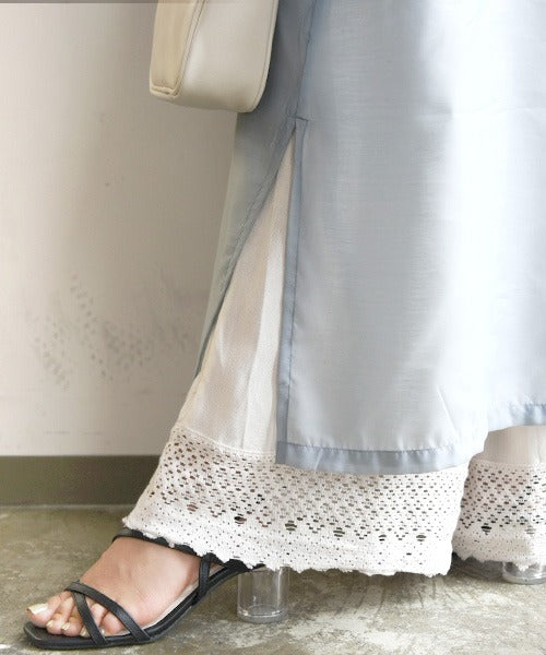 アンドイット and it_ 裾レースコットンリネンペチパンツ ペチコート エミュラル 【MーL】レディース 春夏秋冬 ボトムス パンツ ぺチパンツ ロング丈 アイボリー （50アイボリー） 50アイボリー