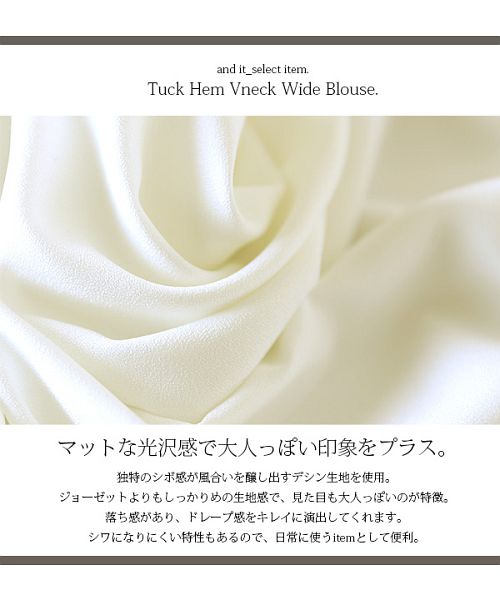 アンドイット and it_ 裾タックVネックワイドブラウス （ブラック） ブラック