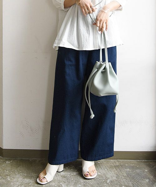 アンドイット and it_ ワイドパンツ レディース 春 ディージーワイ D*g*y コットンツイルウエストタックワイドパンツ【M】【L】【LL】【3L】春夏 ボトムス パンツ ベージュ  （52ネイビー） 52ネイビー