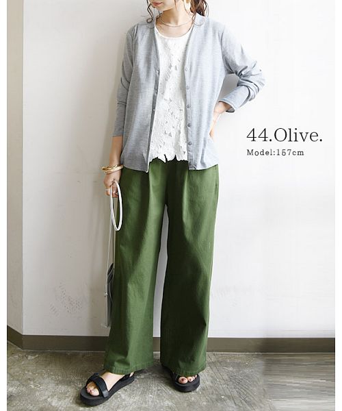 アンドイット and it_ ワイドパンツ レディース 春 ディージーワイ D*g*y コットンツイルウエストタックワイドパンツ【M】【L】【LL】【3L】春夏 ボトムス パンツ ベージュ  （52ネイビー） 52ネイビー