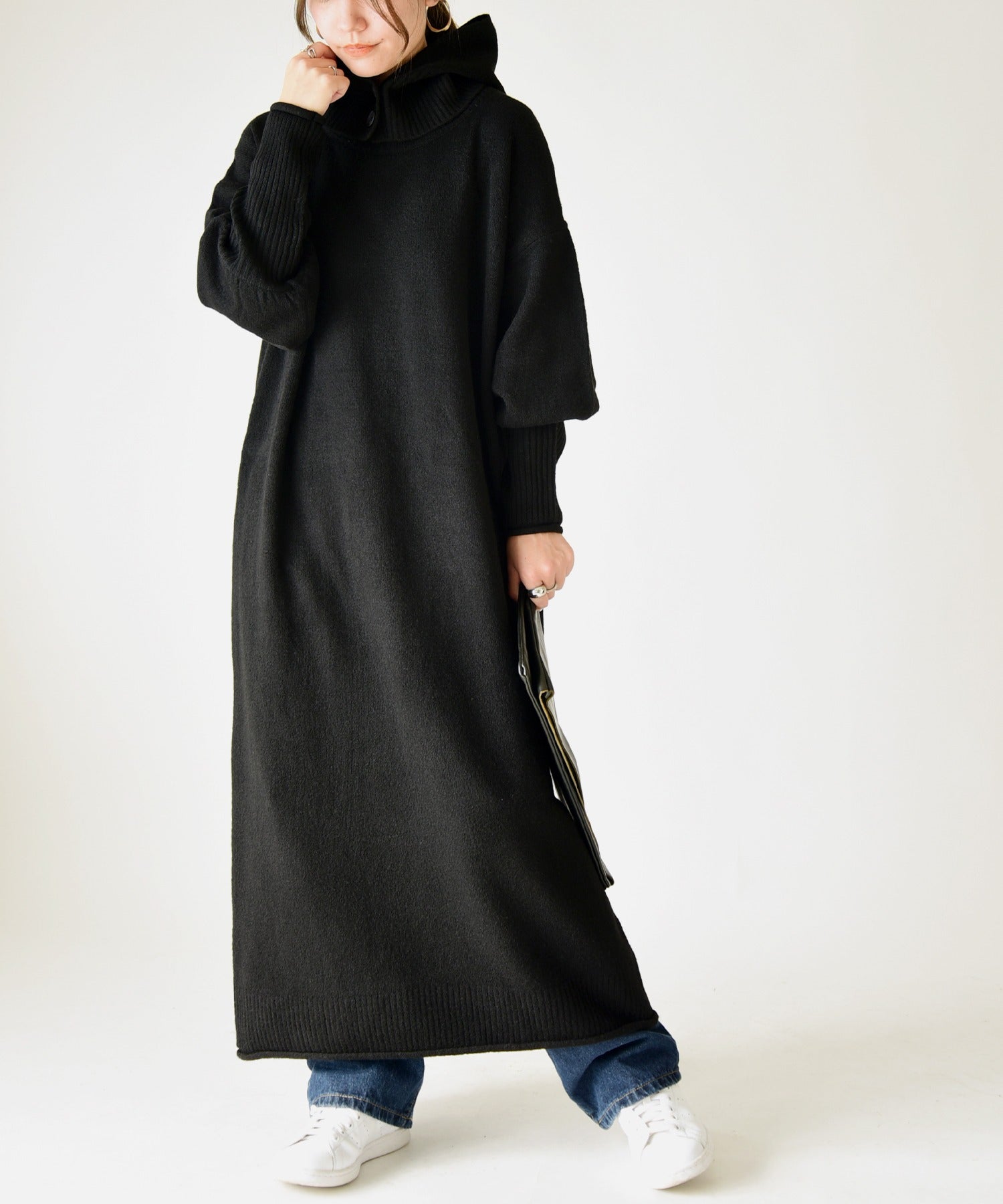 And It and it_ Knit Dress with Balaclava Dress Women's Knit Dress Long Length Long Dress Long Sleeve Hooded