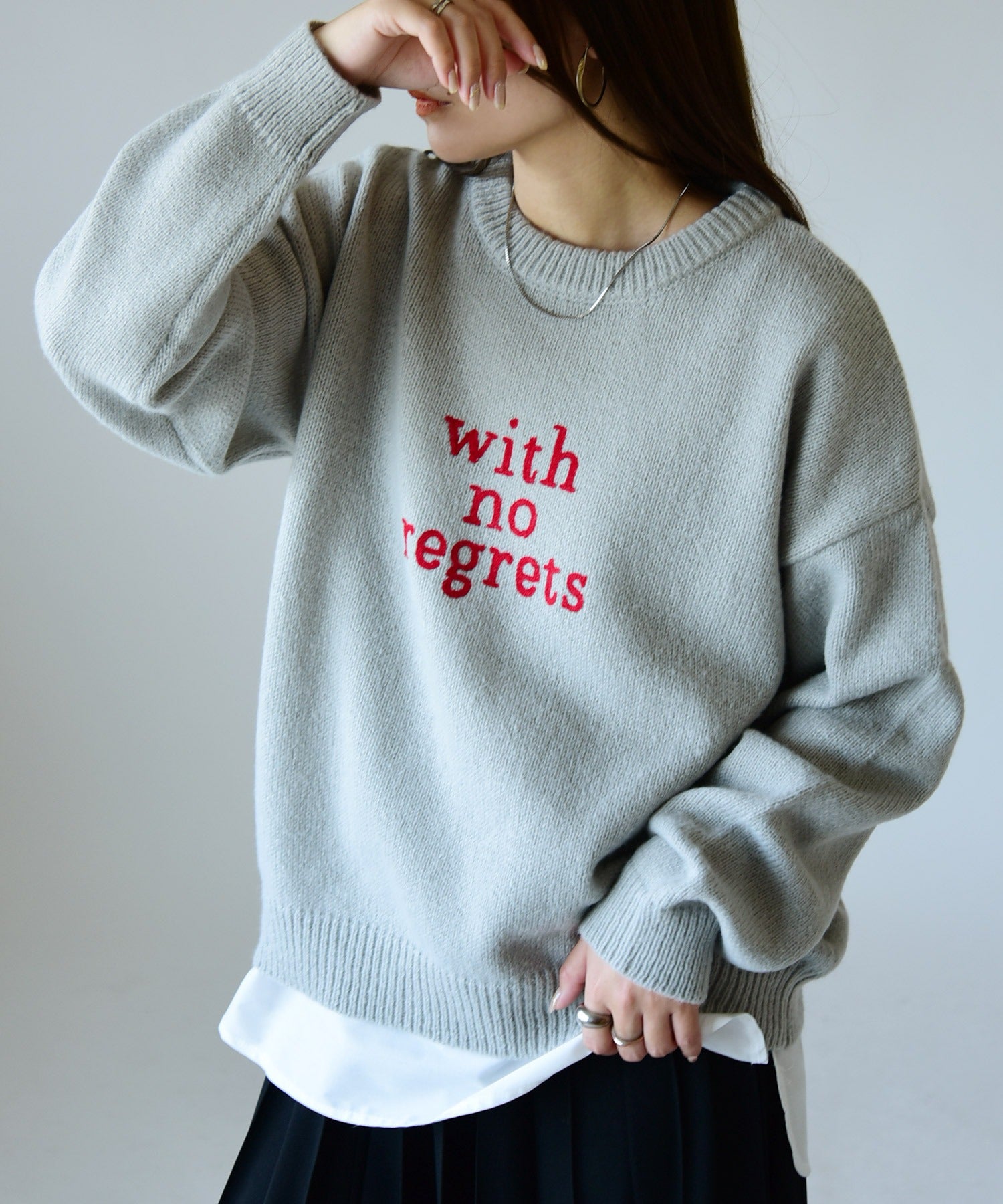 And It and it_ Logo Embroidered Knit Pullover Knit Women's Top Long Sleeve Logo Knit Adult Simple Stylish Trend