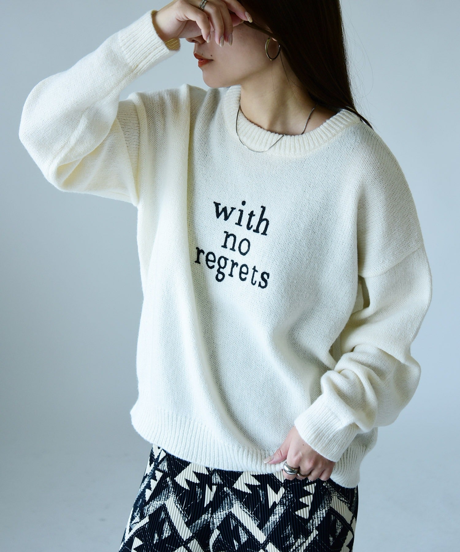 And It and it_ Logo Embroidered Knit Pullover Knit Women's Top Long Sleeve Logo Knit Adult Simple Stylish Trend