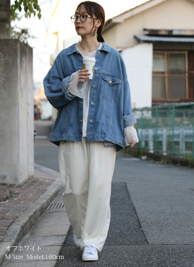 アンドイット and it_ 袖チュール長袖tシャツ トップス レディース きれいめ 大人カワイイ 1枚でも決まる M L 白 黒 ロンT  Tシャツ 無地 かわいい （オフホワイト） オフホワイト