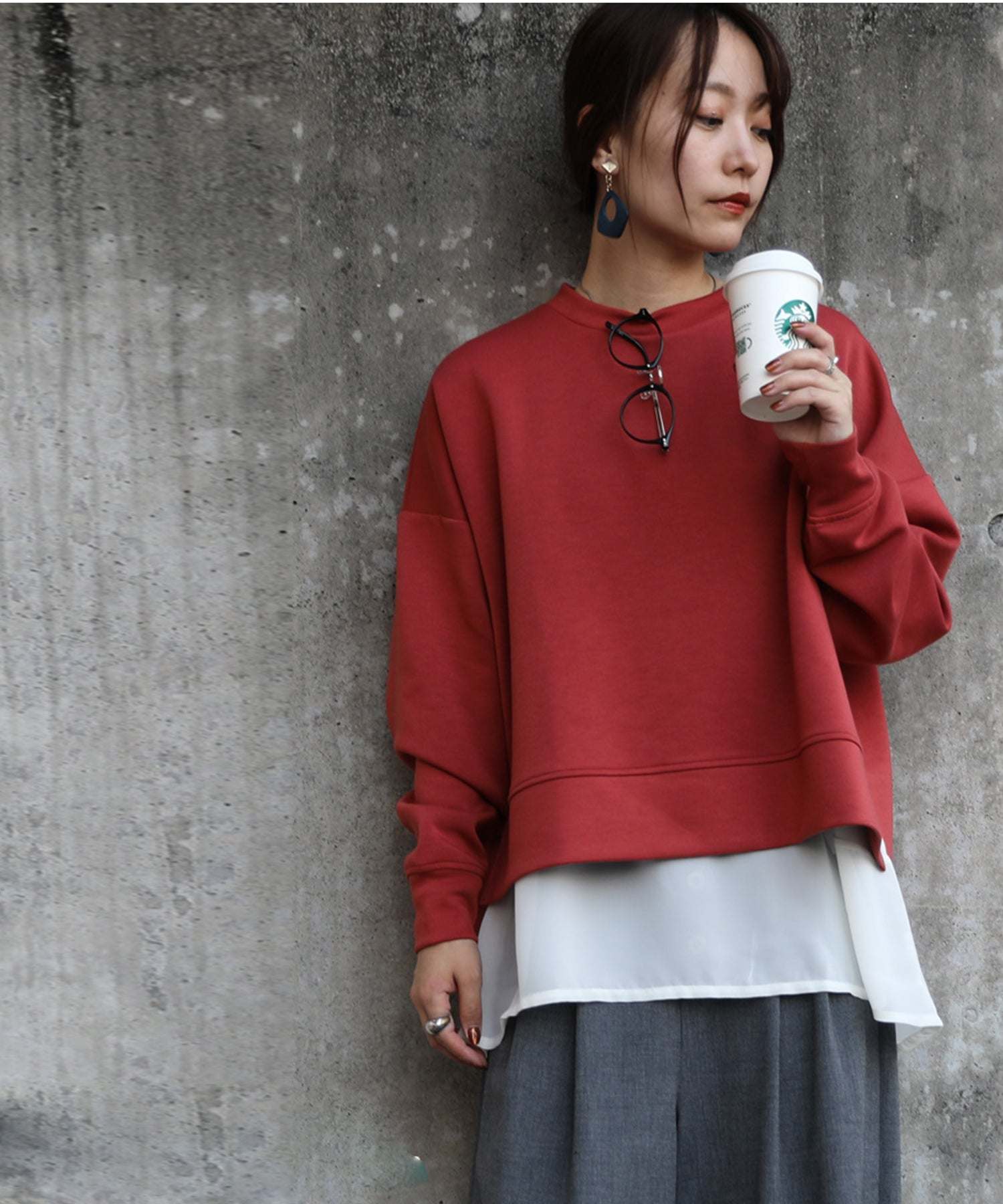 アンドイット and it_ チュールレース裾切替長袖tシャツ ロンT 重ね着 レイヤード レース 涼しい 1枚でも決まる 秋 秋服 白 黒 M L ロングスリーブTシャツ レディース 無地 （オフホワイト） オフホワイト