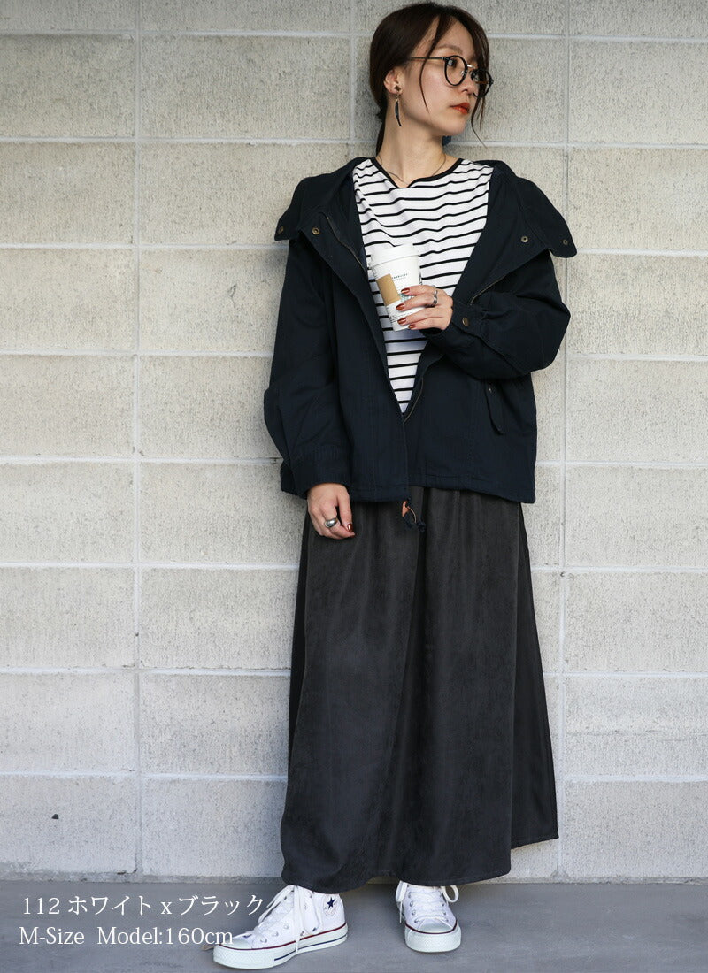 アンドイット and it_ ドロップショルダー長袖ボーダーショートカットソー 新作 トップス 秋服 きれいめ かわいい 長袖 Tシャツ ロンTEE ロンT ワイド袖 1枚で決まる ボーダー ショート丈 （113ブラックxホワイト） 113ブラックxホワイト