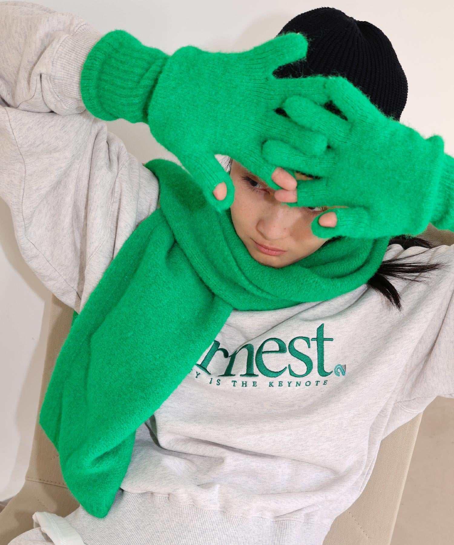 アンドミー andme 羊毛混合 摩海亞似 長款 圍巾