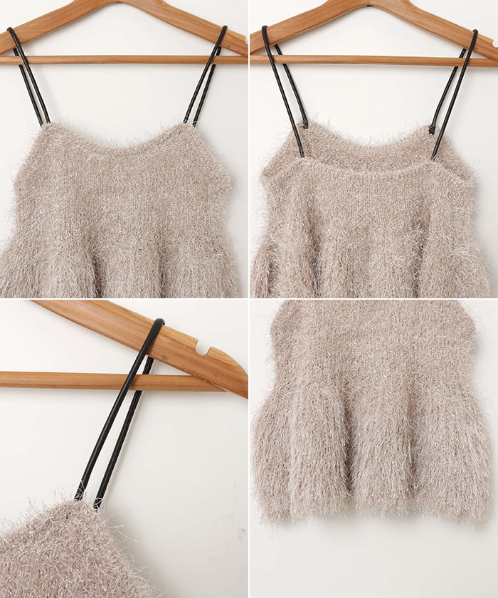 アンドミー andme フェザー ペプラム ニット ビスチェ