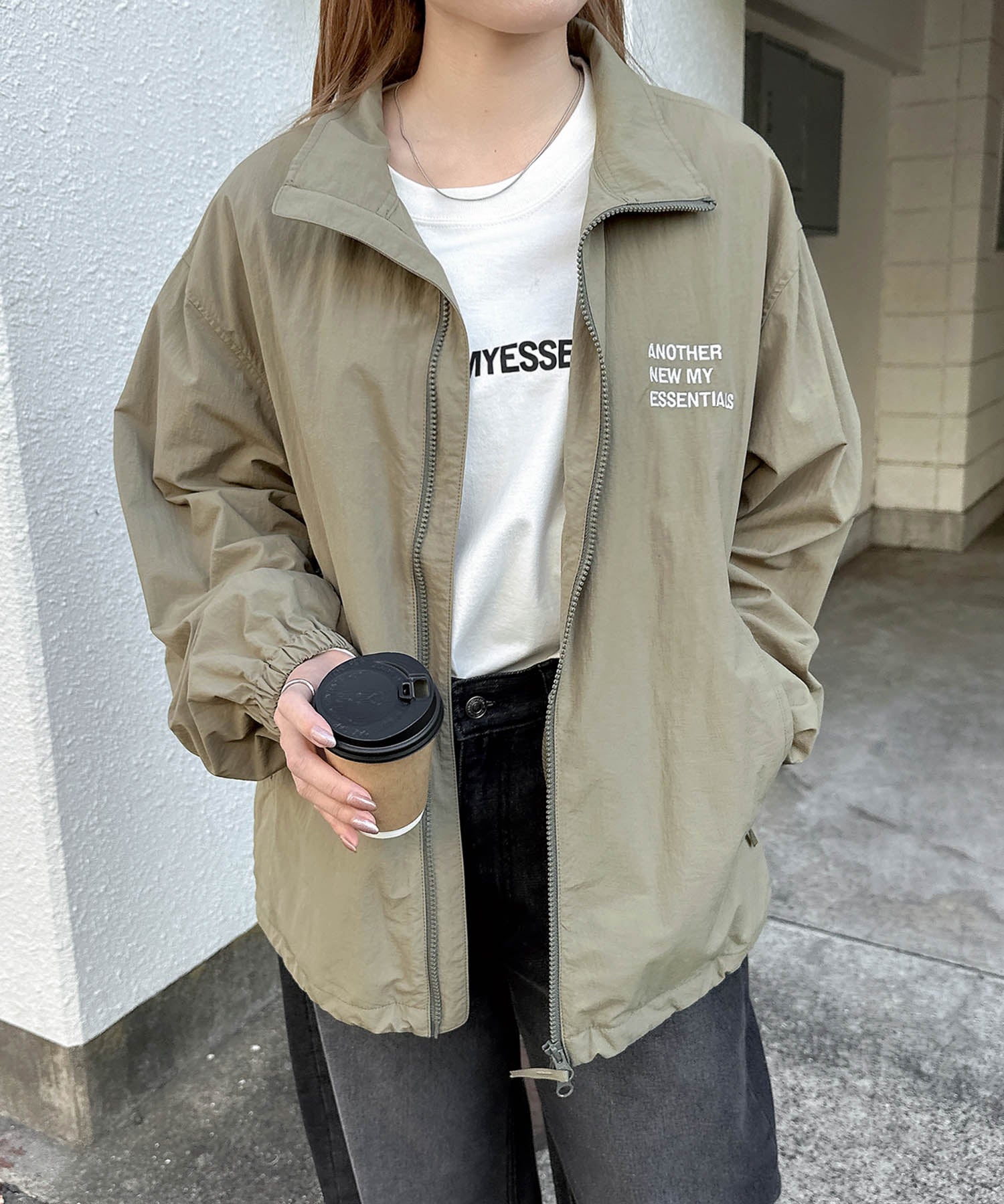 アンドミー andme ANME エンブロイダリー ナイロン ジャケット ブルゾン