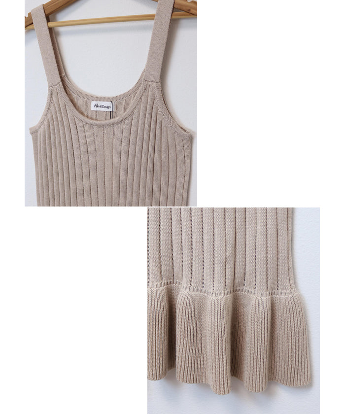 andme G-8/Ribbed knit cami dress with ruffled hem