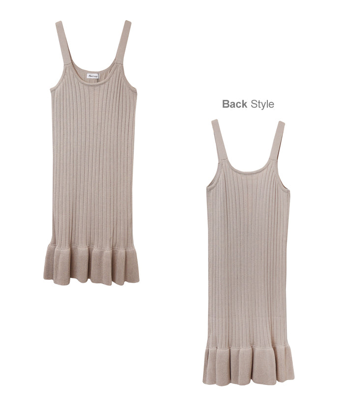 andme G-8/Ribbed knit cami dress with ruffled hem