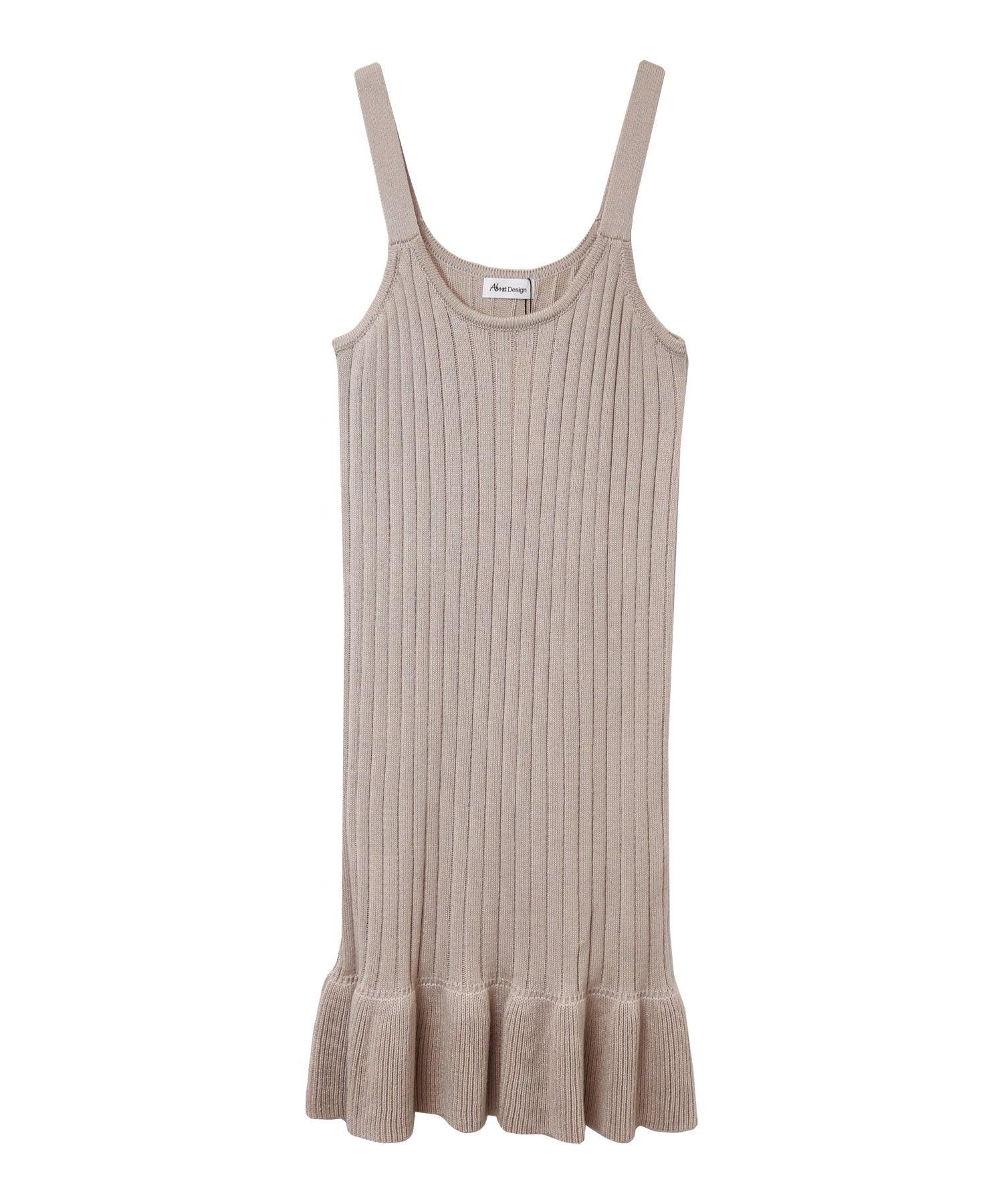 andme G-8/Ribbed knit cami dress with ruffled hem