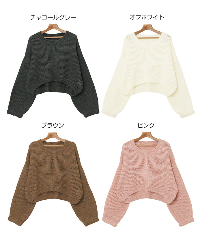andme Mohair-like Short Sheer Knit Top
