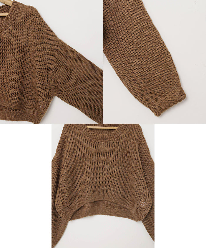 andme Mohair-like Short Sheer Knit Top