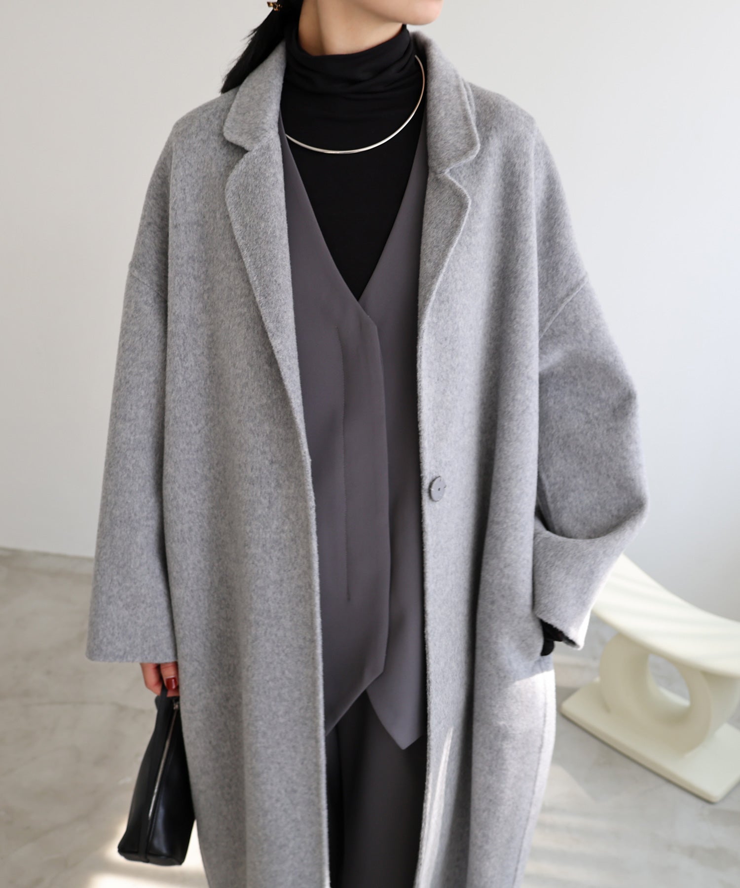 アンドミー andme リバー ロング コクーン コート