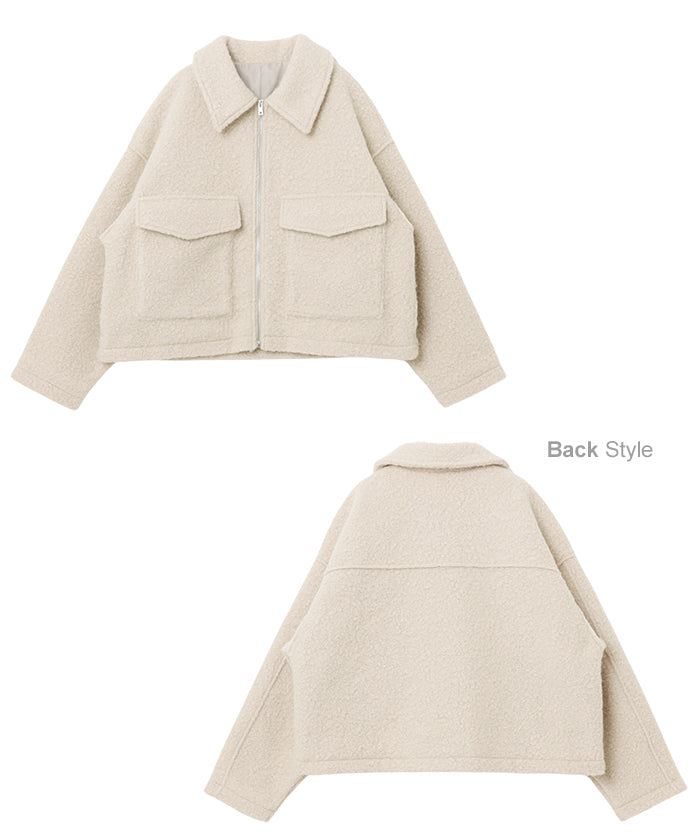 アンドミー andme シープ調 ボア ダブルポケット ジャケット ブルゾン