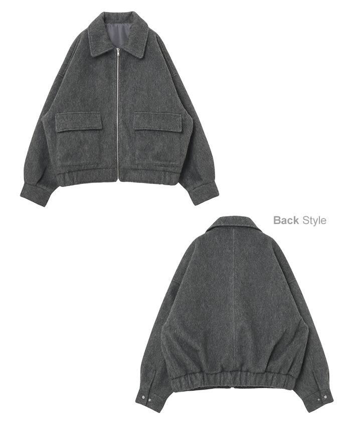 アンドミー andme ニット シャギー ジップ ジャケット ブルゾン