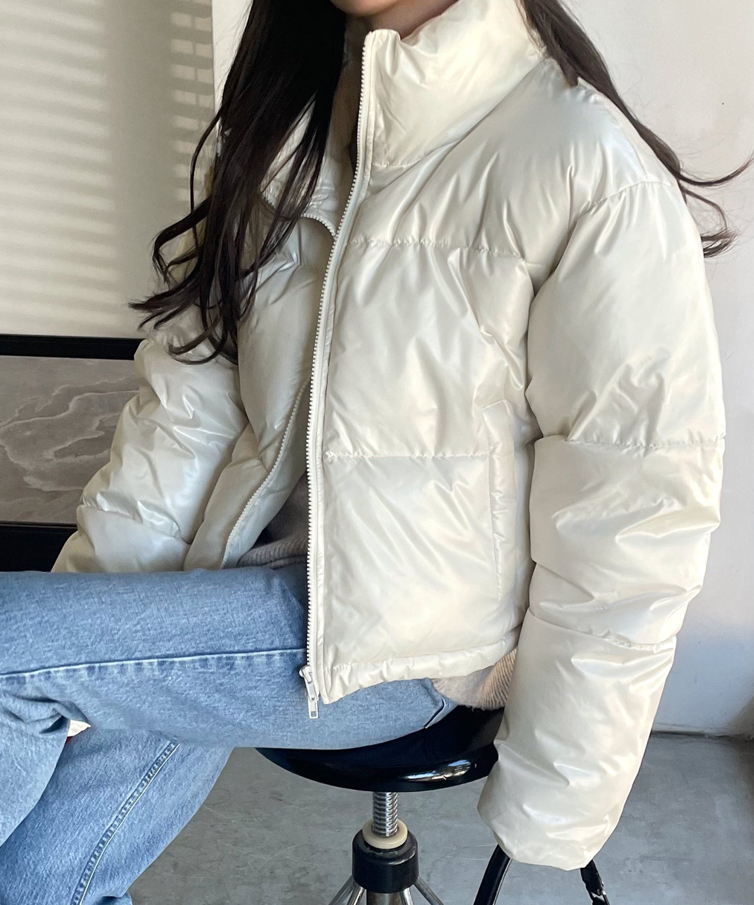 アンドミー andme ナイロン タフタ 中綿 ジャケット