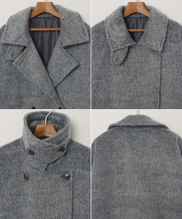 アンドミー andme スタンドカラー 2way シャギー マキシ丈 ロングコート
