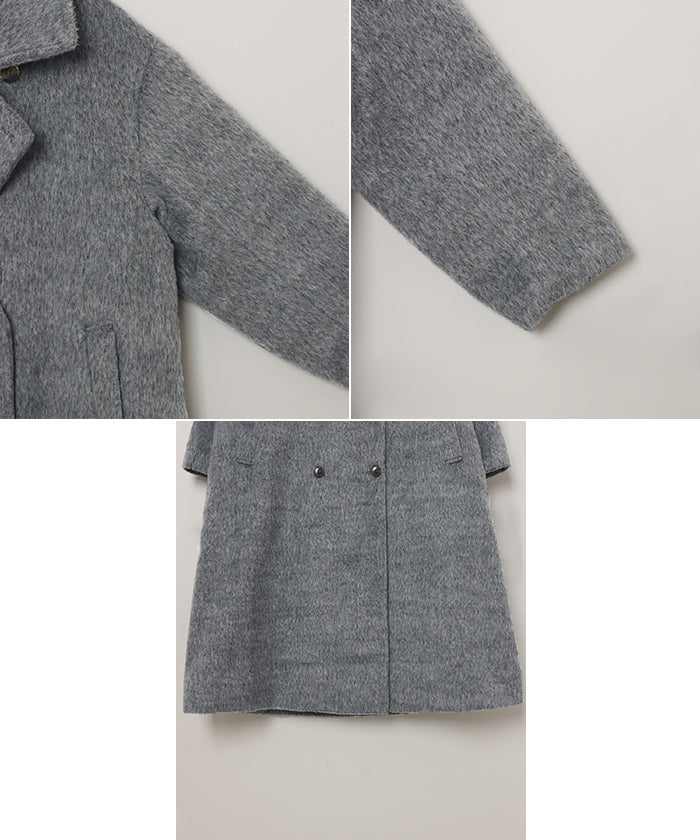 アンドミー andme スタンドカラー 2way シャギー マキシ丈 ロングコート