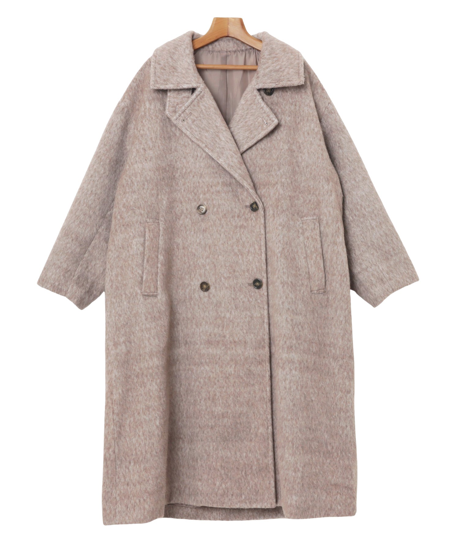 アンドミー andme スタンドカラー 2way シャギー マキシ丈 ロングコート