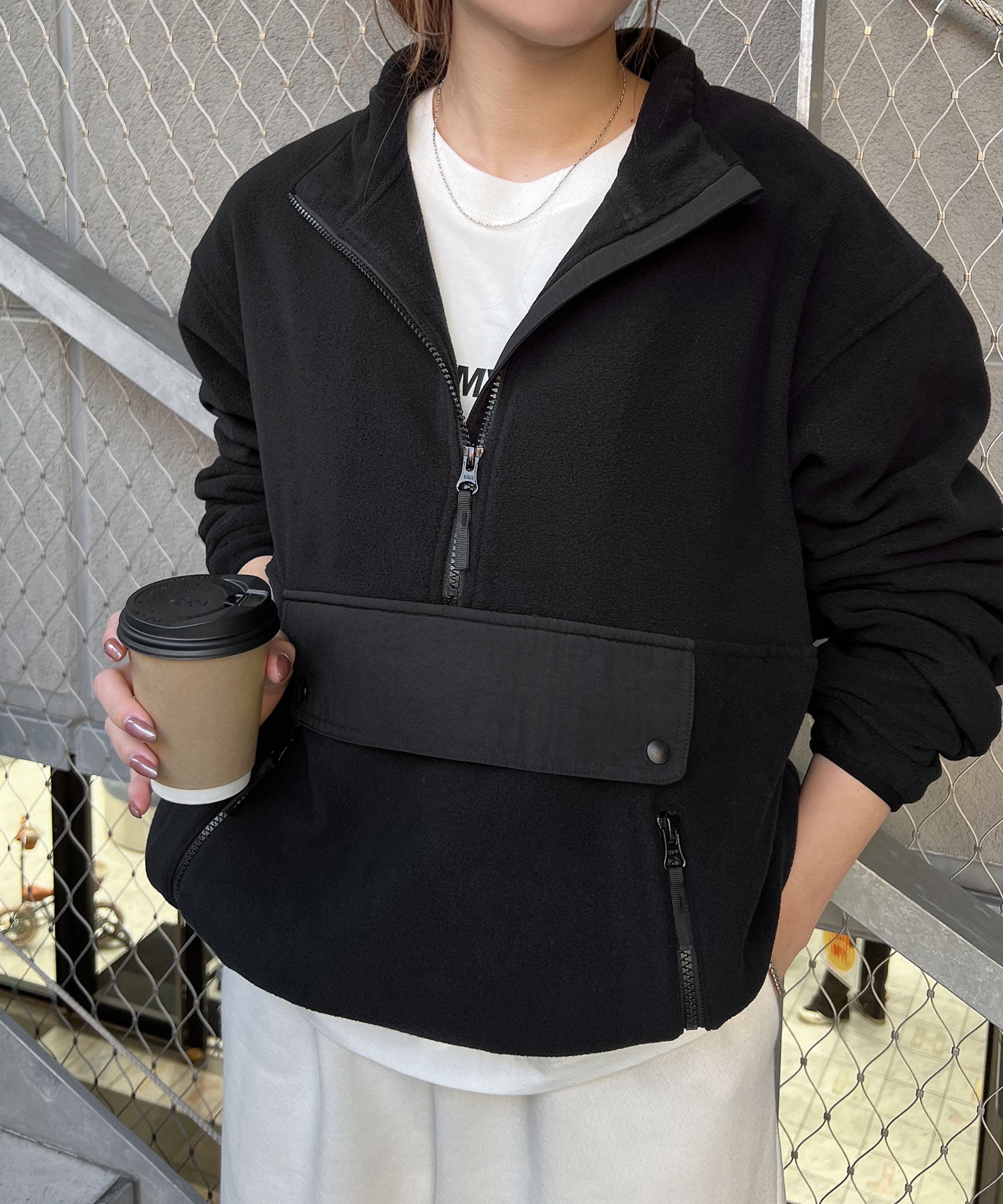 アンドミー andme フリース アノラック パーカー ジャケット