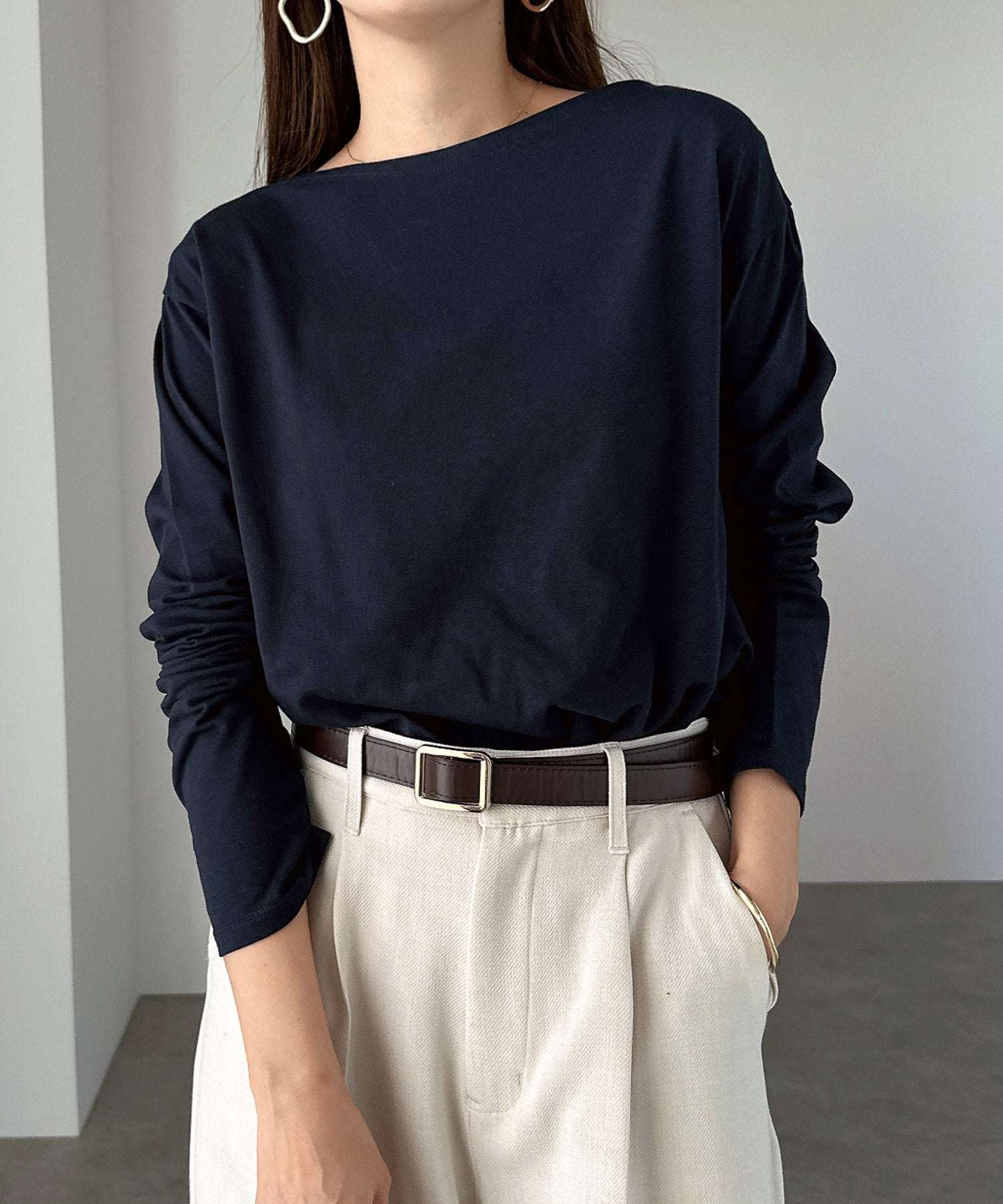 アンドミー andme ボートネック長袖トップス