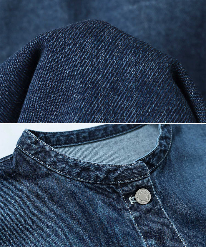 アンドミー andme オーバーサイズ ノーカラー デニム ツイル ジャケット （ケミカルブラック） ケミカルブラック