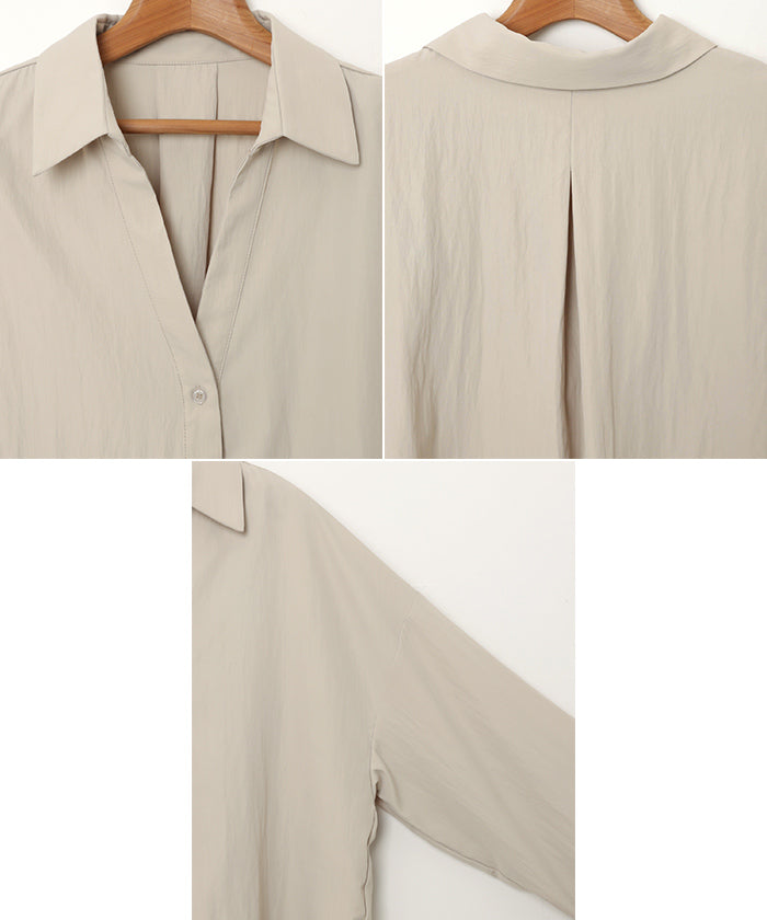 アンドミー andme ボリューム袖 スキッパー シャツ ブラウス