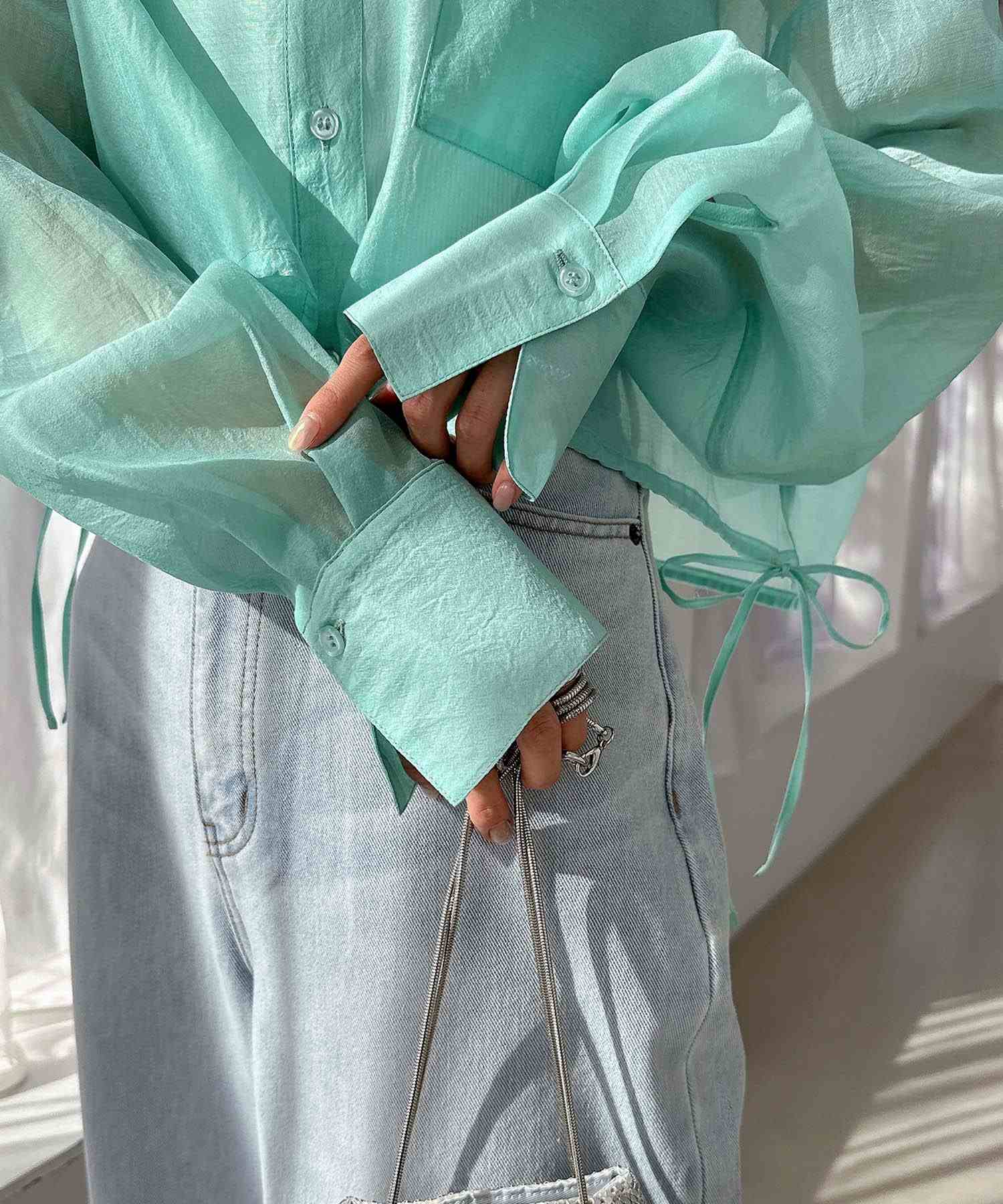 and Me andme hem ribbon short-length shirt blouse