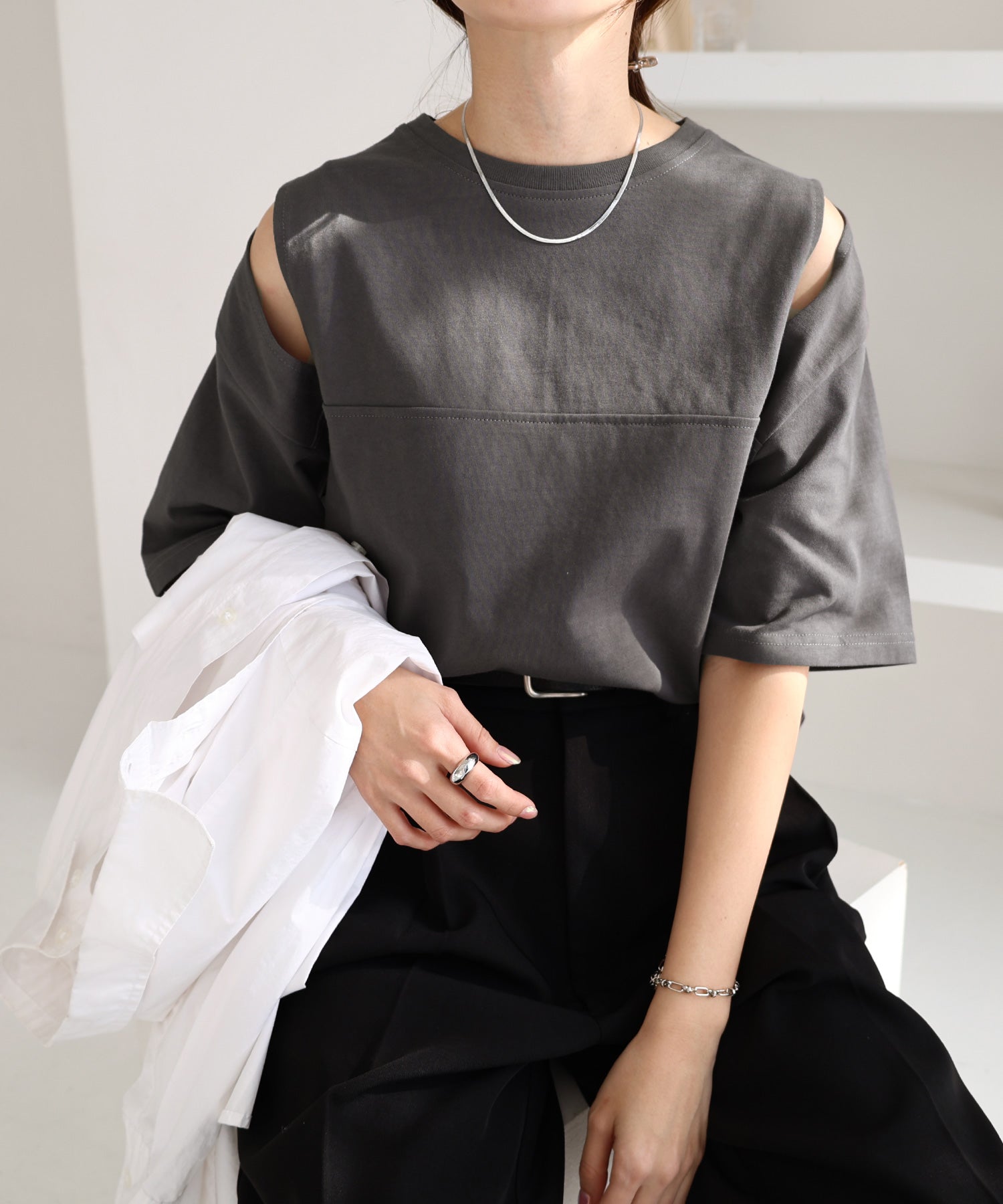 and Me andme Sweat Stain Prevention Cutout Design T-Shirt