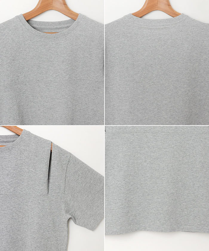 アンドミー andme 汗染み防止 カットアウト デザイン Tシャツ （チャコールグレー） チャコールグレー