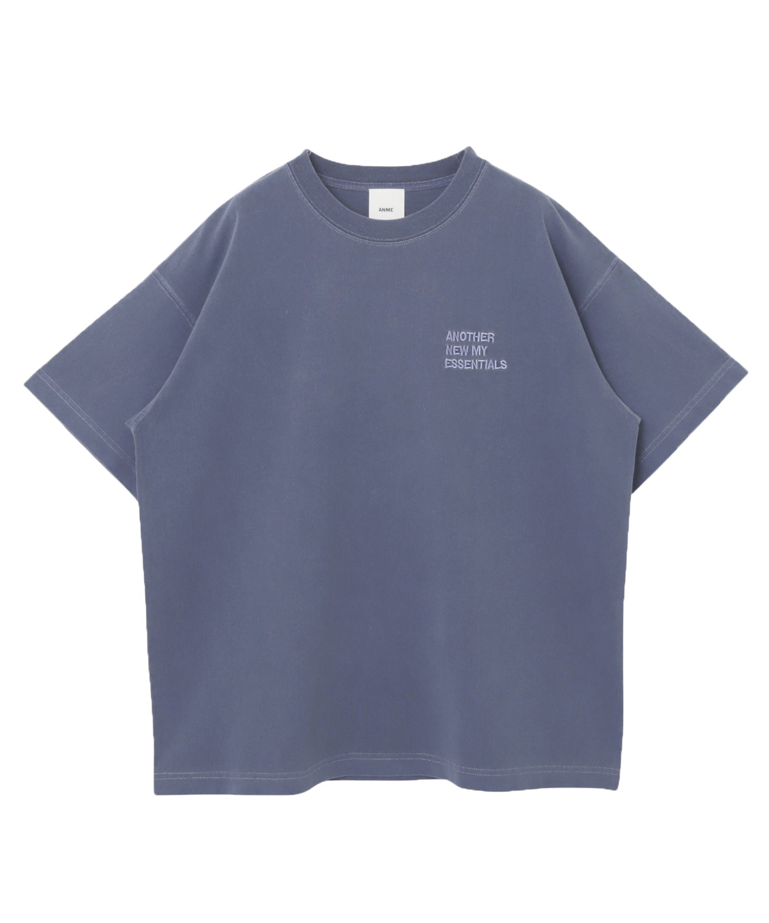 アンドミー andme ピグメント加工 ANME エンブロイダリー ロゴ 半袖 Tシャツ （ネイビー） ネイビー