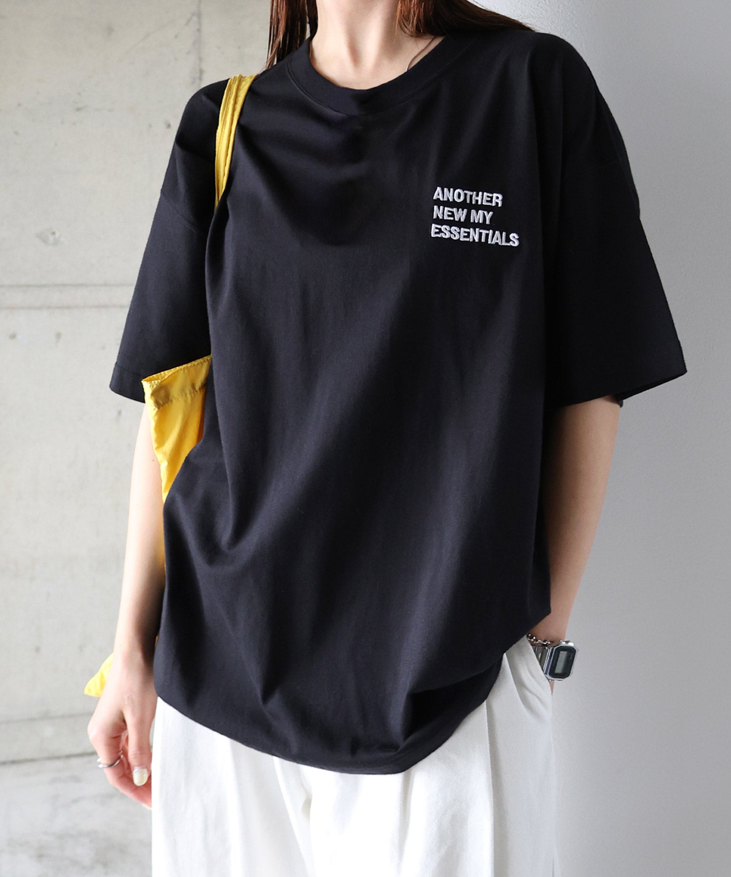 アンドミー andme ANME エンブロイダリー ロゴ 半袖 Tシャツ （ブラック×オフホワイト） ブラック×オフホワイト