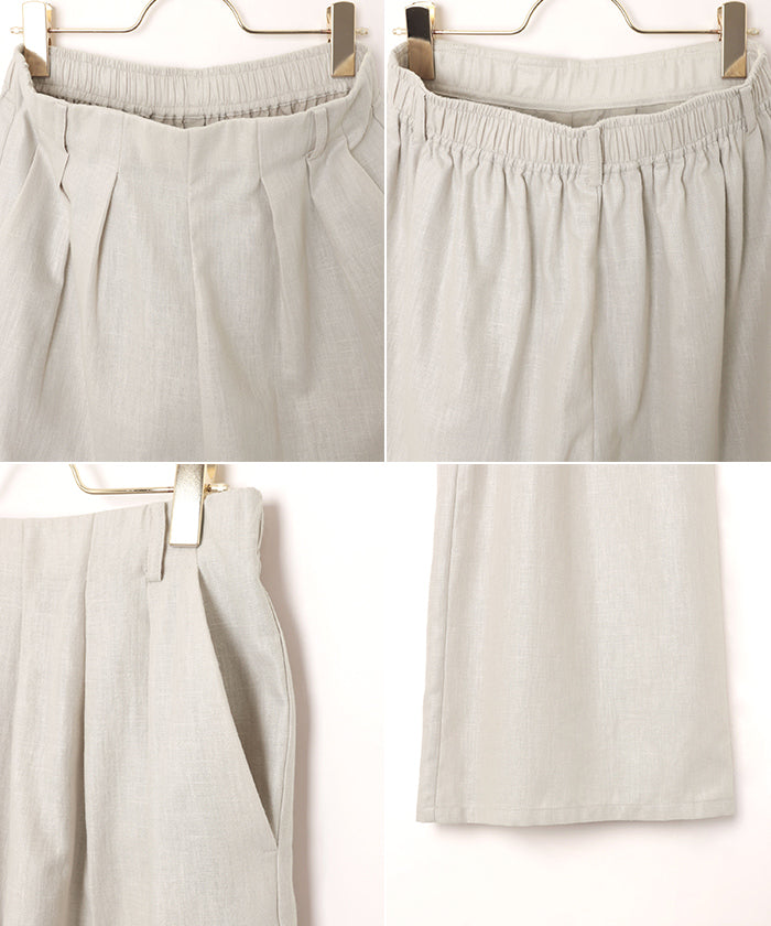 アンドミー andme リネンライク イージー ワイド パンツ （ブラック） ブラック