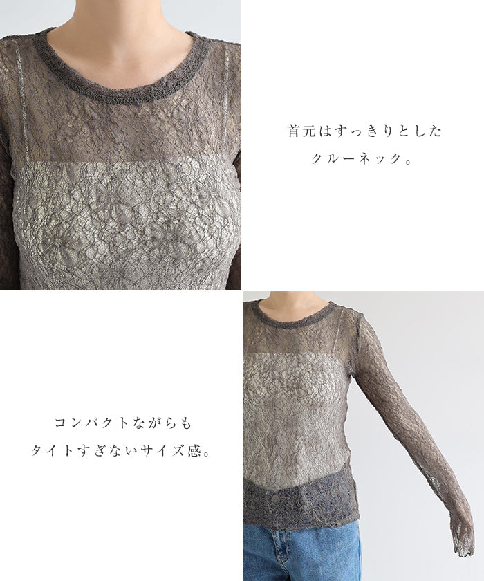 アンドミー andme シアー レース 長袖 トップス （オフホワイト） オフホワイト