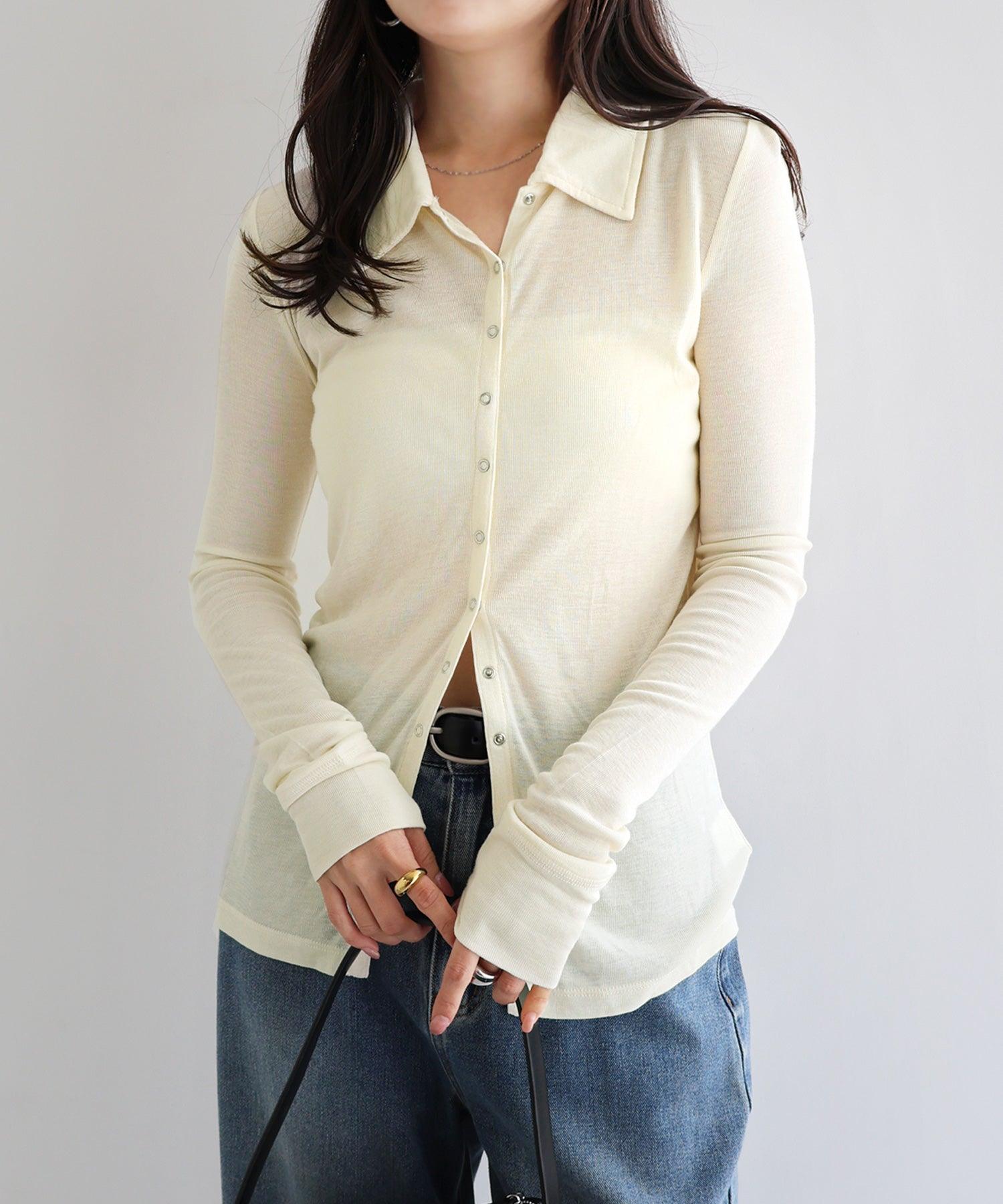 アンドミー andme 長袖 シャツ カーディガン トップス （アイボリー） アイボリー