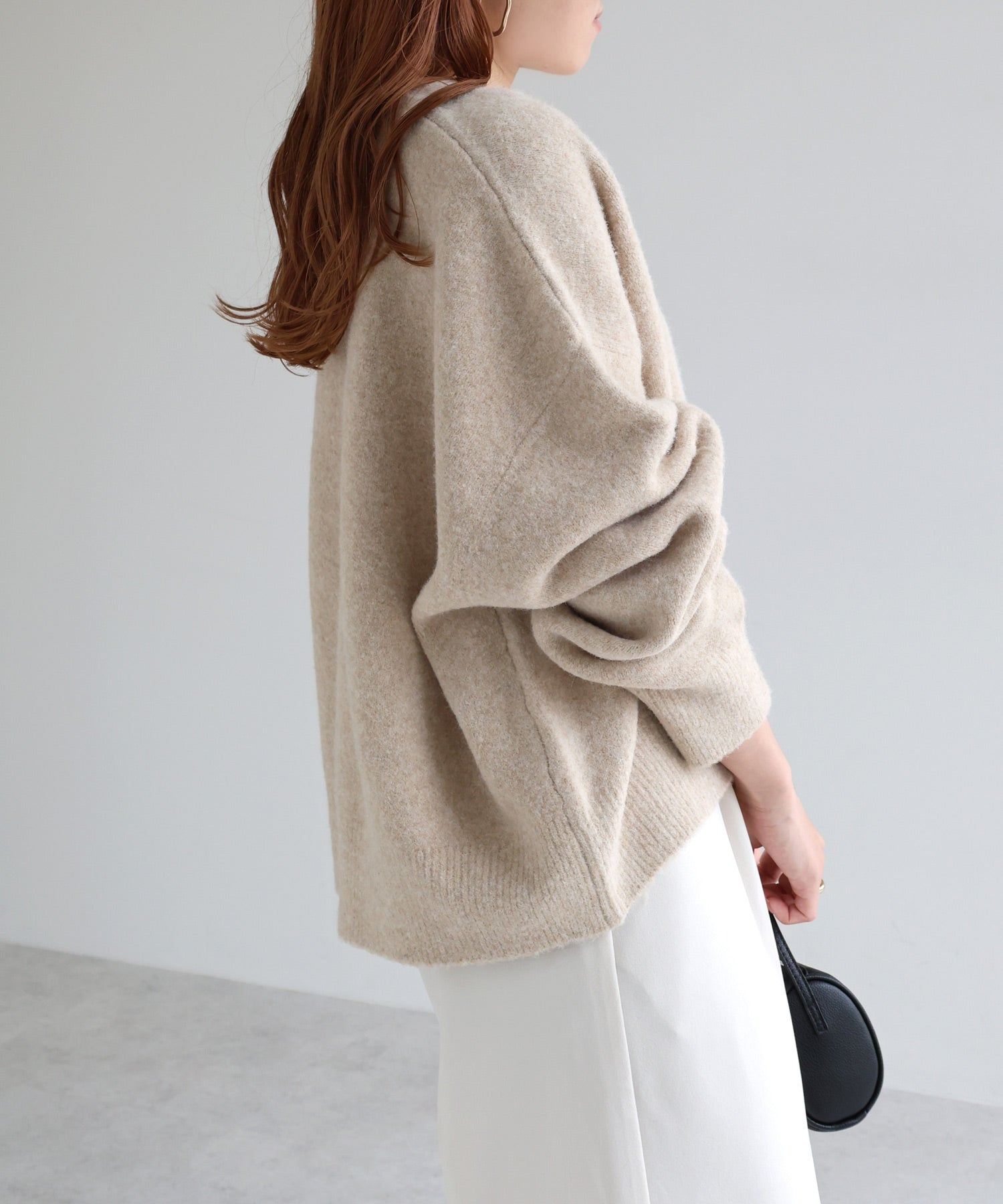 アンドミー andme ボリューム袖 クルーネック ニット トップス （ベージュ） ベージュ