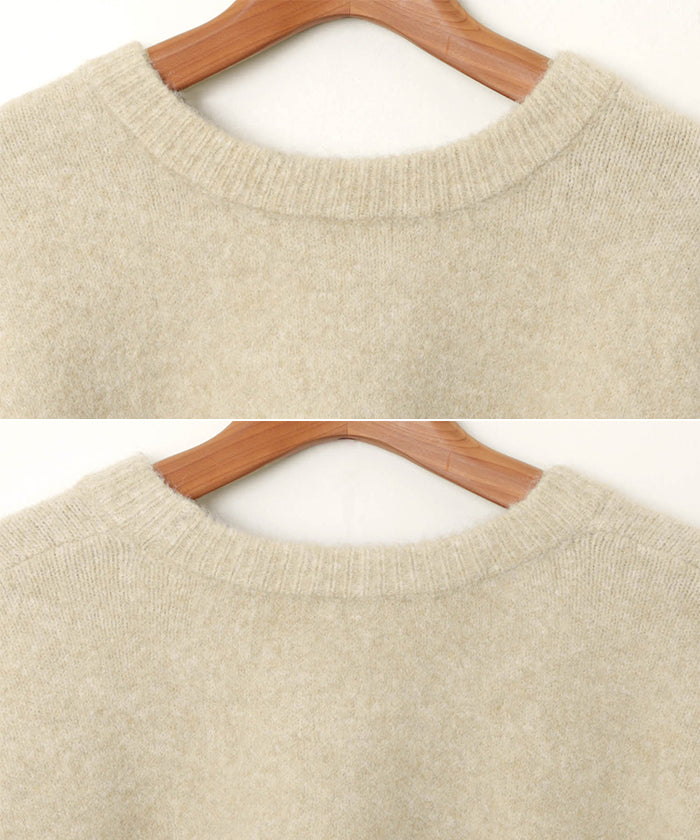 アンドミー andme ボリューム袖 クルーネック ニット トップス （ベージュ） ベージュ