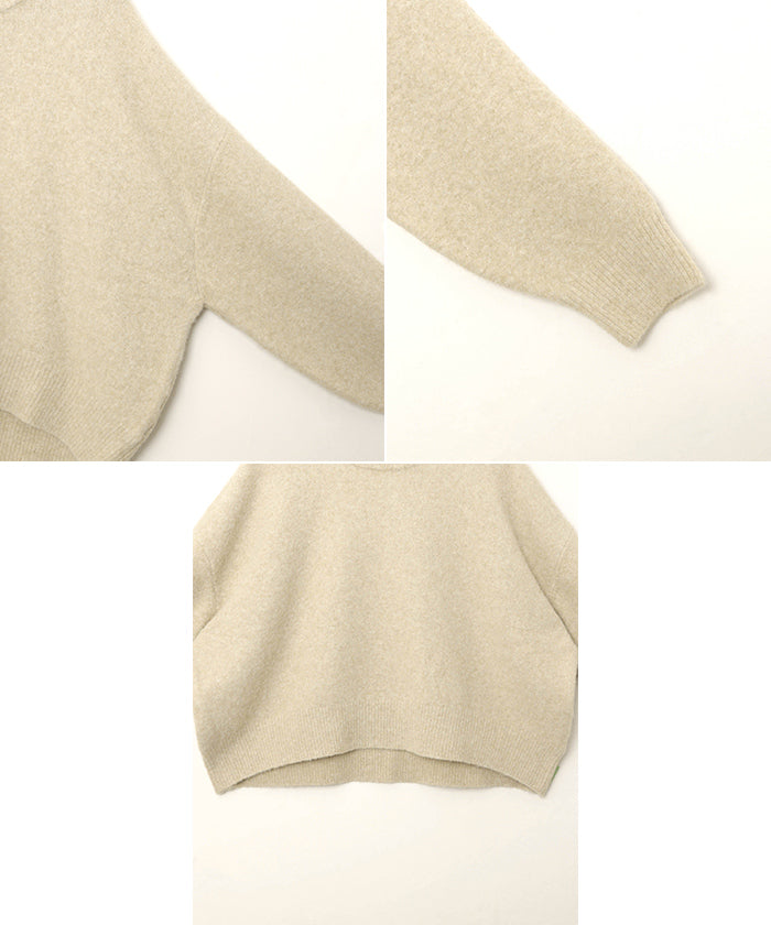 アンドミー andme ボリューム袖 クルーネック ニット トップス （ベージュ） ベージュ