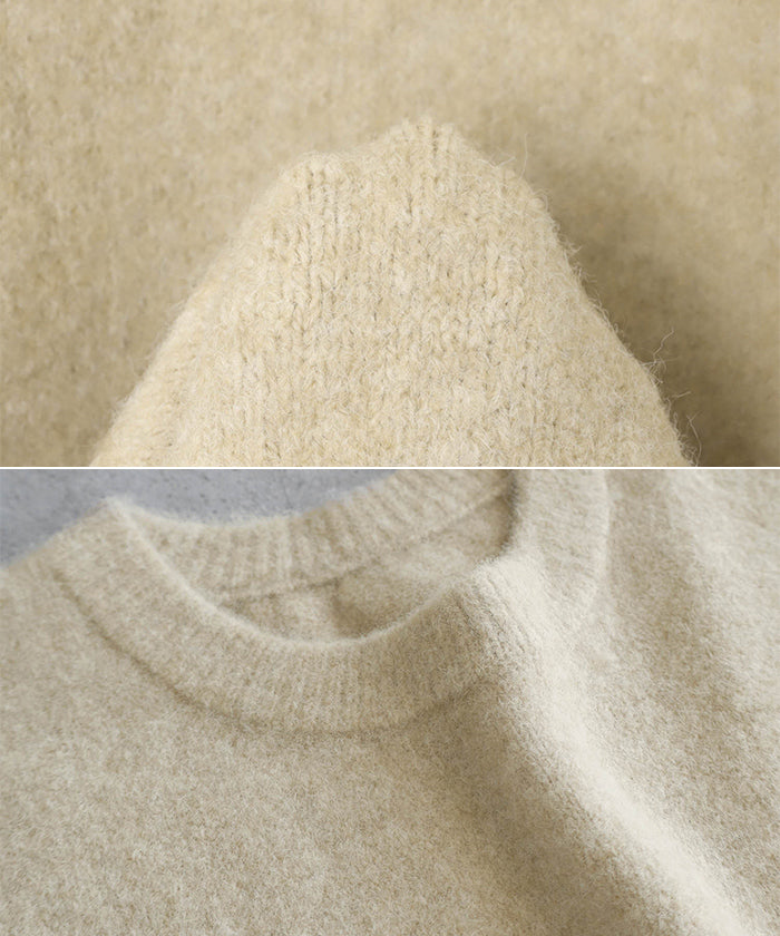 アンドミー andme ボリューム袖 クルーネック ニット トップス （ベージュ） ベージュ