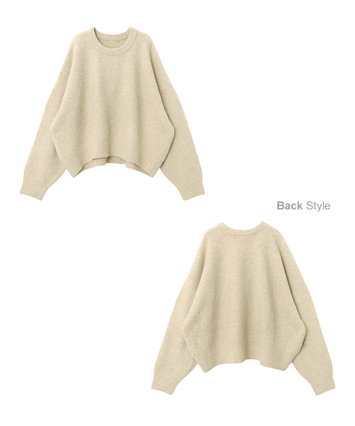 アンドミー andme ボリューム袖 クルーネック ニット トップス （ベージュ） ベージュ